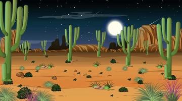 woestijn boslandschap bij nachtscène vector