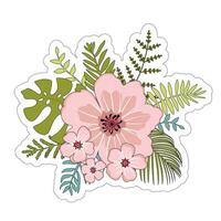 bloemen samenstelling set, vector geïsoleerd illustratie. boeketten van papier besnoeiing ambacht stijl roze en groen bladeren. voorjaar en zomer bloem arrangementen.