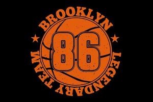 t-shirt typografie brooklyn legendarisch team basketbal vintage vector