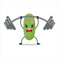 schattig en grappig komkommer aan het doen gewichtheffen. groente aan het doen geschiktheid of sport- opdrachten. gelukkig karakter werken uit vector illustratie.