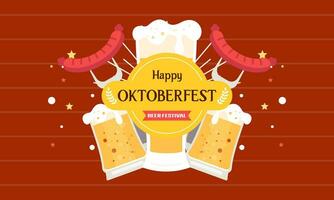 gelukkig oktoberfeest bier festival vlak ontwerp achtergrond vector