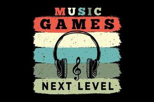 t-shirt headset muziek games next level retro vintage stijl vector