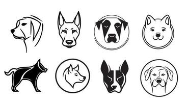 reeks van hond emblemen schetsen hand- getrokken logo vector illustratie