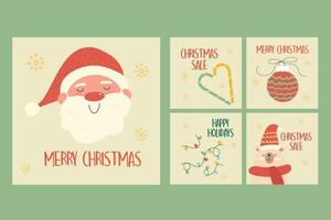 hand- getrokken Kerstmis instagram berichten verzameling. sociaal media vector