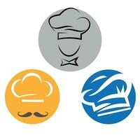 drie restaurant hoofden icoon met chef hoed illustratie vector