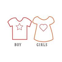 illustratie van jongens en meisjes t-shirts en jurken vector