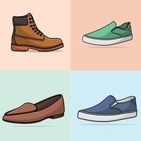 geschiktheid sportschoenen set, mode schoenen voor opleiding rennen schoen vector illustratie.