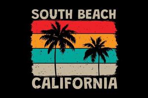 t-shirt south beach californië hemel retro vintage stijl vector