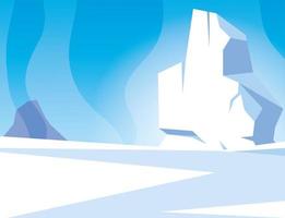 arctisch landschap met blauwe lucht en ijsberg, noordpool vector