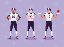 sporters met uniform, mannen teamspelers american football vector