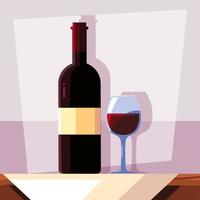 wijnfles met wijnglas, nationale wijndag vector