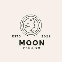 maan logo wijnoogst lijn vector met baan, ruimte voorwerp geschikt voor esthetisch winkel