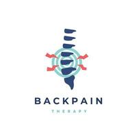 chiropractie terug pijn vector logo ontwerp. chiropractie illustratie. wervelkolom icoon met fysio behandeling geschikt voor kliniek