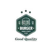 wijnoogst logo vector minimalis hamburger voor voedsel en cafe