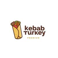 schattig kebab logo mascotte vector icoon illustratie. voedsel tekenfilm vlak stijl geschikt voor restaurant