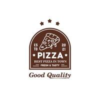 wijnoogst logo hipster vector minimalis pizza voor voedsel en cafe