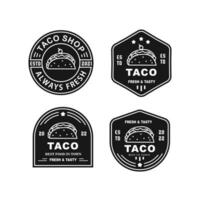wijnoogst logo minimalis taco voor voedsel en cafe icoon sjabloon vector