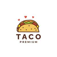 schattig taco logo mascotte vector icoon illustratie. voedsel tekenfilm vlak stijl geschikt voor restaurant