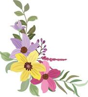 krans met kleurrijk wilde bloemen, bruiloft boeket sjabloon of groet kaart vector