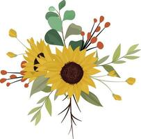 clip art krans met met zonnebloemen en bladeren vector