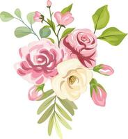 bloem boeket met mooi rozen en bladeren vector