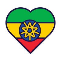 Ethiopië vlag feestelijk patriot hart schets icoon vector