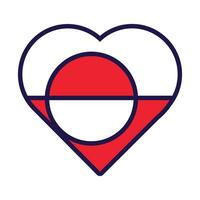 Groenland vlag feestelijk patriot hart schets icoon vector