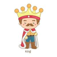 alfabet k voor koning woordenschat school- les tekenfilm illustratie vector clip art sticker