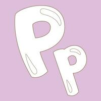 alfabet p voor woordenschat school- les tekenfilm digitaal postzegel schets vector
