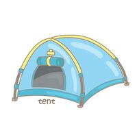 alfabet t voor tent woordenschat school- les tekenfilm illustratie vector clip art sticker