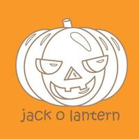 alfabet j voor jack O lantaarn woordenschat school- les tekenfilm digitaal postzegel schets vector