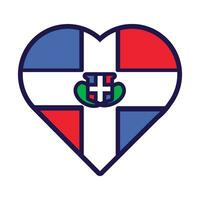 dominicaans vlag feestelijk patriot hart schets icoon vector