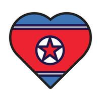noorden Korea vlag feestelijk hart schets icoon vector