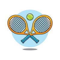 tennis racket en bal tekenfilm vector illustratie.