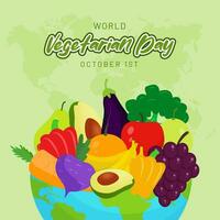 wereld vegetarisch dag oktober 1e ontwerp met fruit en groente illustratie vector