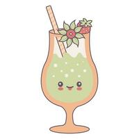 cocktail in stijl kawaii. vlak tekenfilm kleurrijk vector illustratie.