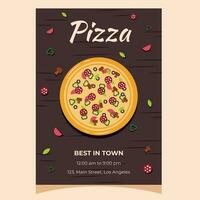 pizza folder, poster, omslag, banier of achtergrond. vector illustratie.