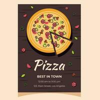 pizza folder, poster, omslag, banier of achtergrond. vector illustratie.