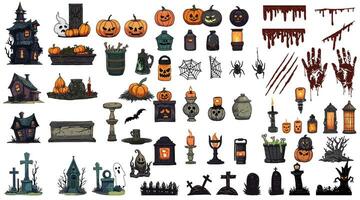 spookachtig halloween ornamenten en decoraties illustratie, schattig tekenfilm stijl illustratie voor kinderen' vakantie vector