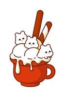 herfst kawaii mok met marshmallows. betoverend vector herfst kawaii clip art illustratie van een schattig mok gevulde met marshmallows, reeks Aan een geïsoleerd uitknippen achtergrond.