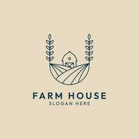 boerderij huis logo lijn kunst minimalistische vector illustratie sjabloon icoon grafisch ontwerp