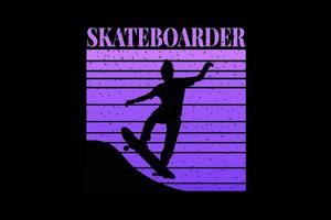 t-shirt silhouet skateboarder paars ontwerp vector