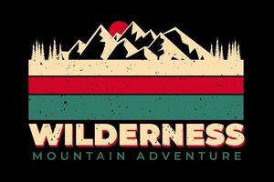t-shirt wildernis berg avontuur vintage retro stijl vector