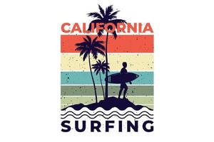 t-shirt Californië surfen retro vintage stijl vector