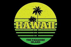 t-shirt hawaï strand paradijs eiland mooi retro design vector