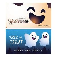 gelukkig halloween twee banners vectorontwerp vector