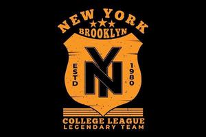 t-shirt typografie brooklyn new york college league vector