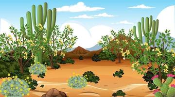 woestijnboslandschap overdag met veel cactussen vector