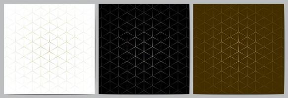 set van abstracte geometrische naadloze patroon met gouden lijnen vector