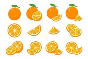 Zoete sinaasappels worden gehalveerd om in de zomer sinaasappelsap te drinken. vector